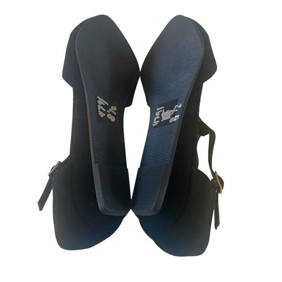 Coconuts by Matisse Black Faux Suede Pointed Toe Ankle Strap Low Heel Flats - Picture 6 of 7